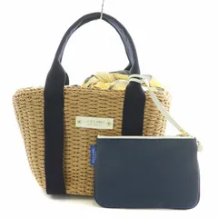 ブルーレーベルクレストブリッジ BLUE LABEL CRESTBRIDGE かごバッグ カゴバッグ ハンドバッグ ポーチ付き ロゴ ベージュ 紺 ネイビー タグ付き /BB