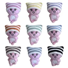 10cmぬいぐるみ　15cmぬいぐるみ ネコ耳帽子　ボーダーニット帽　10cmぬい ぬい服　ハンドメイド