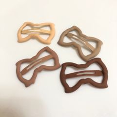 リボン型 パッチンピン ブラウン系 4色 4個セット