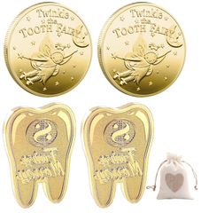 新品 歯の妖精コイン トゥースフェアリー コイン 4枚入り 収納ボックス4個付き 金貨体験 歯の生え変わり期 乳歯生え変わり記念 コレクション 収納袋付き
