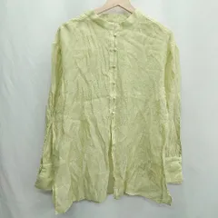 ◇ ⊂ m line エムライン シアー素材 長袖 ブラウス サイズF ライトグリーン レディース E  【1502030031683】