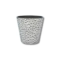 新品 GreenShip 植木鉢 観葉植物鉢 鉢カバー 植え替え不要 7号 チャコール 樹脂プラスチ＆ストーン 浮彫シリーズ 排水穴無 塊根植物対応可