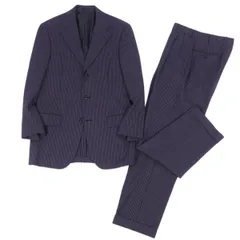 【極美品】ベルベスト　BELVEST　スーツ　セットアップ　ネイビー　ストライプ bev500605-001.jpg