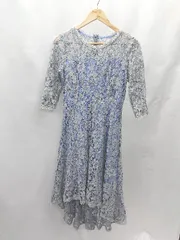 ◇ ⊂ ノーブランド 花柄 レース 半袖 ロング ワンピース サイズL ブルー系 レディース E  【1412260016780】