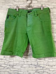 【H1-04】ARMANI JEANS  サイズEU34 ハーフパンツ　黄緑