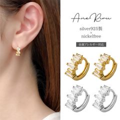 ピアス レディース フープ ミニフープ 金属アレルギー対応 ニッケルフリー シルバー925 ストーン ビジュー つけっぱなし 小ぶり 小さめ 小さい 20代 30代 40代