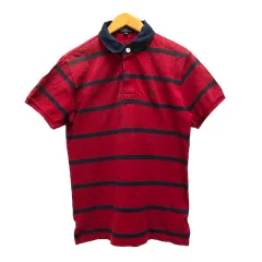 ポロ バイ ラルフローレン Polo by Ralph Lauren ポロシャツ カットソー コットン ボーダー ワンポイントロゴ 半袖 150 赤 レッド 紺 ネイビー