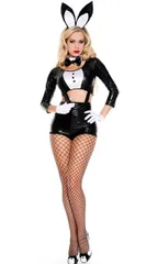 ★売れ筋★黒白 パンツ サスペンダー バニーガール服 コスプレ衣装 ハロウィン【  ■内容:カチューシャ・襟・トップ・ おすすめ おしゃれ　人気 上品 4113