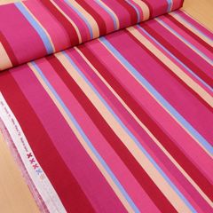 約110×50cm　ハワイアンプリント生地 キャシー中島 キャシーマム ハッピーストライプ 02405-1 ピンク　生地 布地 布 ハンドメイド