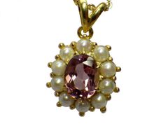 ピンクトルマリン1.55ct ベビーパール2.8mm×10P K18 ネックレス 5.64g