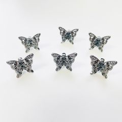 ステンレスパーツ✳︎ビジュー付き✳︎バタフライ✳︎蝶✳︎ブレスレット✳︎ブラックカラー⑩