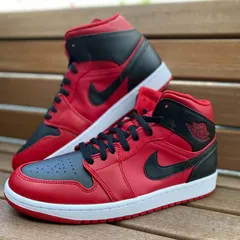 NIKE ナイキ AIR JORDAN1 MID エアジョーダン1 ミッドカット 黒赤 BRED ブラックバンプ (AJ57)