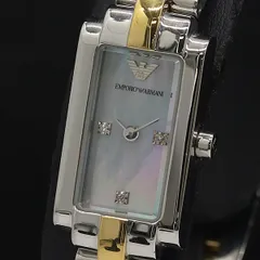 保/箱付 稼働 エンポリオアルマーニ AR-3109 QZ シェル文字盤 レディース腕時計 2000000 NSK SMZ