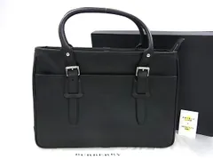 ■新品■未使用■ BURBERRY バーバリー レザー ハンドバッグ ビジネスバッグ ブリーフケース 書類かばん メンズ ブラック系 FI8972のサムネイル