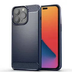 iPhone14 Pro Max ケース アイフォン14 プロマックス  カーボン調 薄型 耐衝撃 ソフト ケース 【Color】 ネイビー