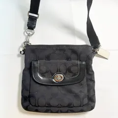 【送料無料】COACH/コーチ/ショルダーバッグ/肩掛けバッグ/ブラック/シグネチャー/中古品