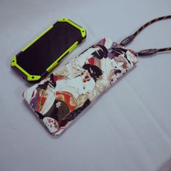 ハンドメイド　布製　スマフォショルダーポーチ　猫柄