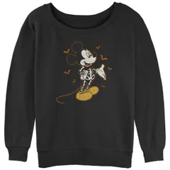 【送料無料】 ディズニー レディース Tシャツ トップス Disney's Mickey Mouse Skeleton And Bats Juniors' Graphic Pullover Black