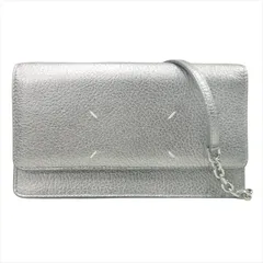 24aw メゾンマルジェラ 11 Maison Margiela 11 チェーンウォレット 2way ショルダー クラッチ バッグ 鞄 財布 ポシェット クロスボディ メタリック カーフ レザー 牛革 SA3UI0008 シルバー レディース