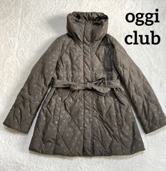 56-70 ー大特価ー 美品★ 【オッジクラブ】  oggi club レディース アウター ダウンジャケット コート  (L) ドット ベルト ハイネック グレージュ