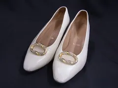BALLY バリー レザー パンプス ヒール 靴 シューズ レディース アイボリー系×ゴールド系 DF7668