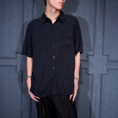 23SS サンリミット キュプラボックス小開襟五分袖シャツ ネイビー