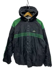 adidas (アディダス) 90s 古着 リバーシブルジャケット ナイロン×コットン 刺繍入り L ブラック×グリーン グレー メンズ/028