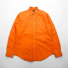 Ralph Lauren 90年代 オックスフォード ボタンダウン シャツ M オレンジ CUSTOM FIT 胸ポケット スモールポニー刺繡