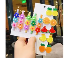 フルーツ＆お花モチーフヘアピンセット   10本入り  フルーツ＆お花全5種類