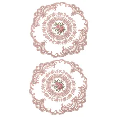 uxcell 2個セット レトロレースプレースパッド フレンチクロシェドイリーラウンド刺繍ホローカップ花瓶テーブルマ ット ダイニングテーブルキッチンパーティー用 28x28cm ピンク