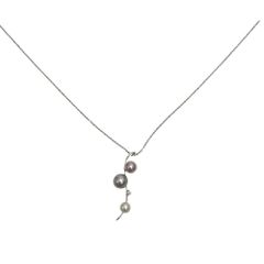 ネックレス レディース ジュエリー アクセサリー 3Pパール  ダイヤモンド0.02ct K18ホワイトゴールド    パール 約5.1g 人気【中古品】
