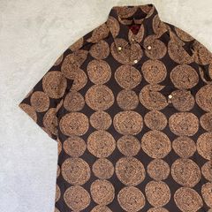 EVISU　エヴィス　半袖シャツ　ブラウン/ブラック　サイズ38 ボタンダウン　コットン100％