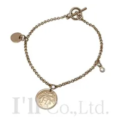 HERMES　エルメス　エクスリブリス　PM　ブレスレット　H120441B　750PG　1Pダイヤモンド0.04ct　＃ST　チェーン　トグル　ラウンド　サークル　コイン　Hロゴ　Au750　K18PG　ピンクゴールド【中古】【76944】