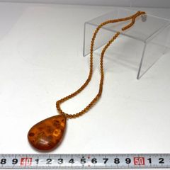 琥珀 アンバー ネックレス K18 - メルカリ