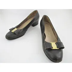 ◇Salvatore Ferragamo サルヴァトーレ フェラガモ ヴァラ 型押しクロコ リボン付き パンプス 6 C◇