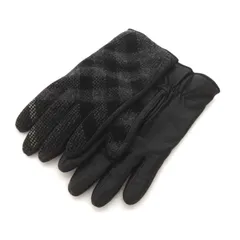 バーバリー BURBERRY レザー 手袋 グローブ チェック 7 黒 ブラック グレー /DF ■OSのサムネイル