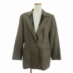クロエ CHLOE テーラードジャケット 長袖 シングル ウール ラムレザー切替 茶 ブラウン 大きいサイズ 44 XXL ■GY14のサムネイル