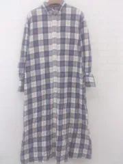 ◇ ◎ cepo aolt チェック 長袖 膝下丈 シャツワンピース サイズM ホワイト系 ネイビー マルチ レディース P  【1301160014715】