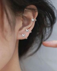 A/ 16G 蝶 バタフライ ピアス 8ミリ  3点セット プチプラ シルバーアクセサリー