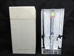 ホヤ HOYA CRYSTAL スクエア花瓶 フラワーベース 花器 記念品刻印あり 中古■