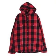 エクストララージ X-LARGE 1164402 バックロゴプリント チェック柄 ネルシャツ フーディ パーカー レッド系 M【中古】