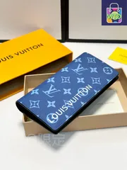 Louis Vuittonルイヴィトン、財布、クレジットカードスロットに紙幣と手形を保管し、現金を保管できるステープル付き仕切り、ブルーカレー[本日特価|新品未使用品]-WT0輸入