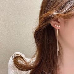 レディース ピアス タッセル パール チェーン 2way s925 結婚式