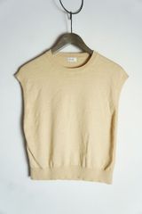 美品 ROPE ロペ ノースリーブ リネン ナイロン ニット セーター プルオーバー 38 GGM-23370 薄茶727P★2