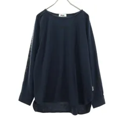 美品 FILA フィラ ワンポイントロゴ 長袖 トレーナー L ネイビー レディース 古着