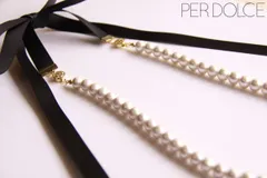 コットンパールとリボンの２WAYネックレス