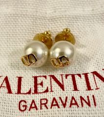新品】VALENTINO VLOGO シグネチャー メタル ピアス パール