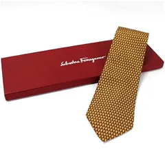 サルバトーレフェラガモ シルク ネクタイ 未使用 中古 Sランク Salvatore Ferragamo メンズ ビジネス 箱付きのサムネイル