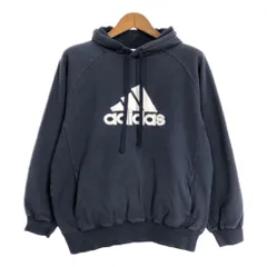 adidas アディダス スウェット パーカー スポーツ ロゴ ネイビー (メンズ M) 中古 古着 S8636