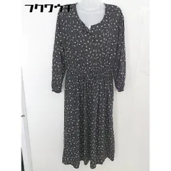 ◇ ◎ Sugar spoon タグ付き 花柄 ウエストゴム 長袖 ロング ワンピース サイズF ブラック ピンク レディース  【中古】 【1202020004245】